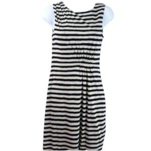 LOFT Petites Striped Dress with Gather Details